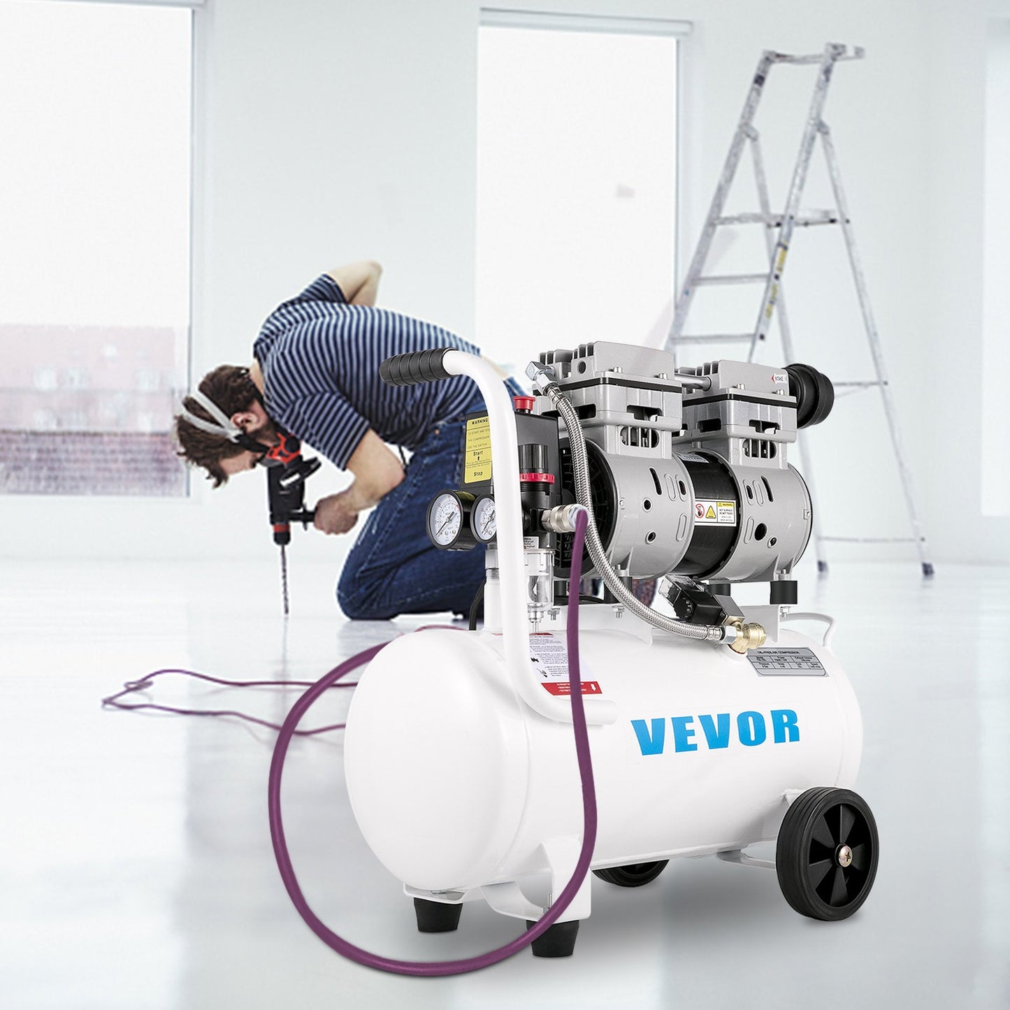 Air Compressor 6.6 Gallon, Portable Air Compressor 1 HP, Oil Free Air Compressor Steel Tank 750W, Pancake Air V952-WSKYJ750-25L00001V3