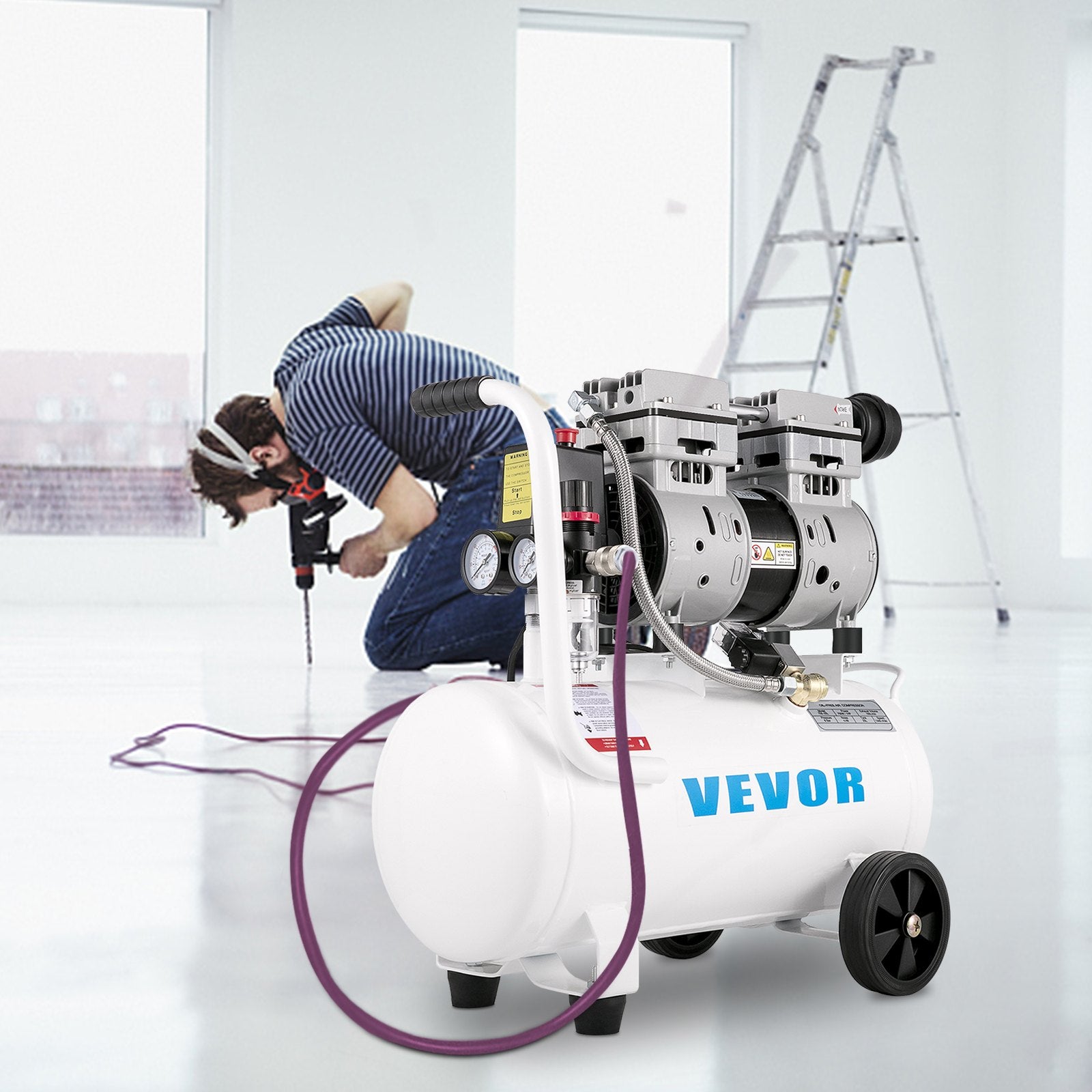 Air Compressor 6.6 Gallon, Portable Air Compressor 1 HP, Oil Free Air Compressor Steel Tank 750W, Pancake Air V952-WSKYJ750-25L00001V3