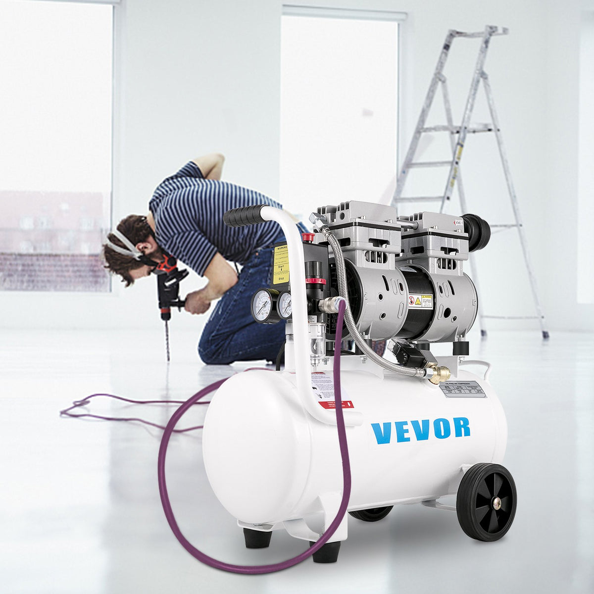 Air Compressor 6.6 Gallon, Portable Air Compressor 1 HP, Oil Free Air Compressor Steel Tank 750W, Pancake Air V952-WSKYJ750-25L00001V3