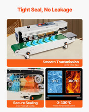 Continuous Bag Band Sealing Machine, 6-12 mm Seal Width, Horizontal Band Sealer Machine with Digital V952-WSLXFKJTBPQBCF313V3