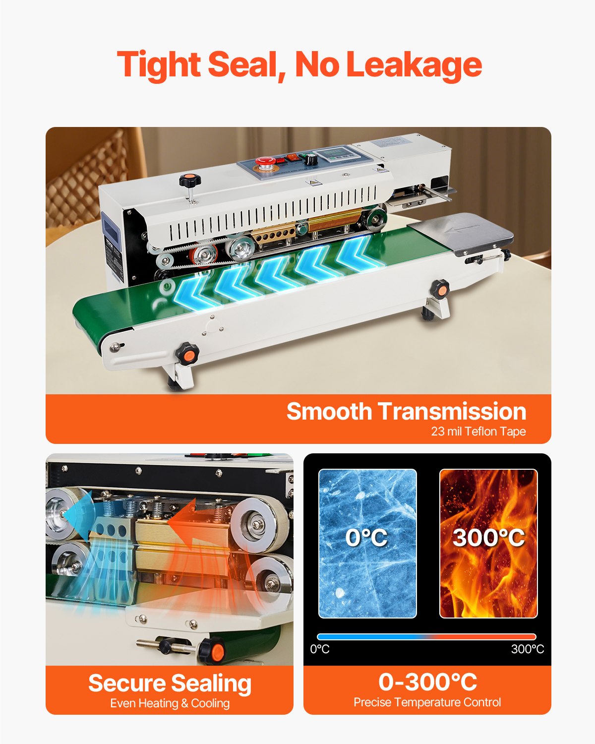 Continuous Bag Band Sealing Machine, 6-12 mm Seal Width, Horizontal Band Sealer Machine with Digital V952-WSLXFKJTBPQBCF313V3