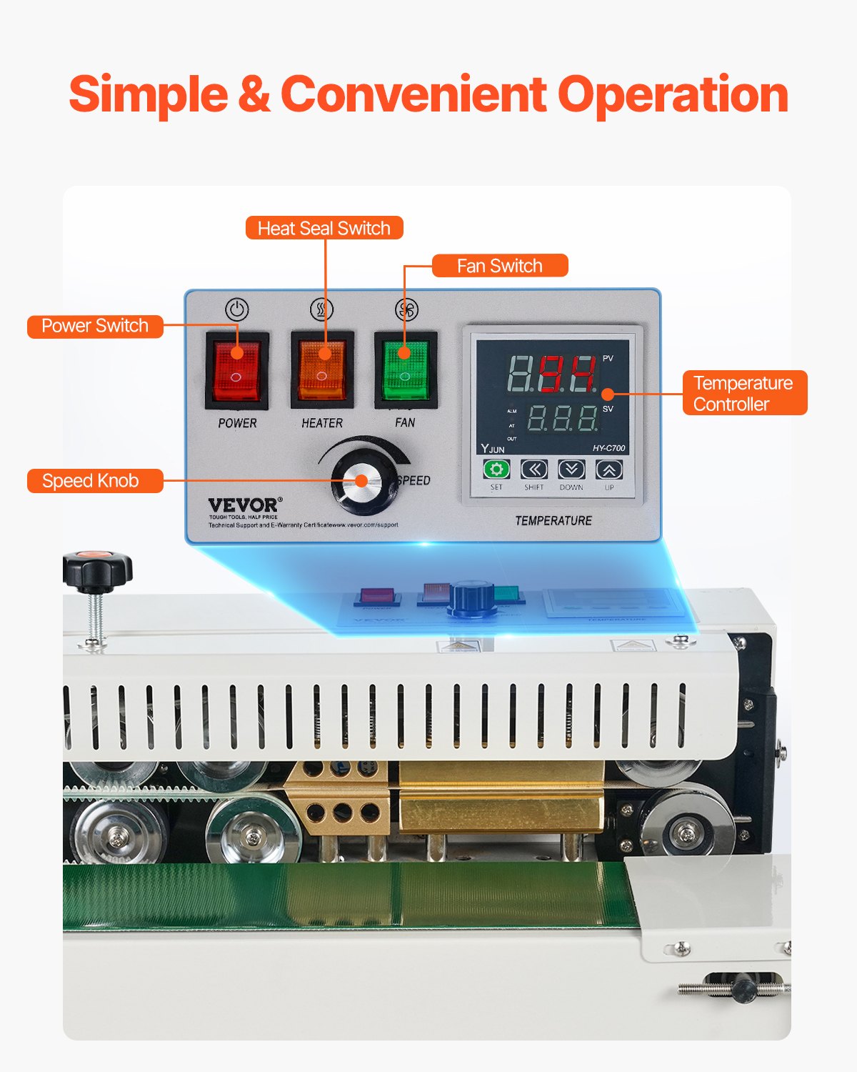 Continuous Bag Band Sealing Machine, 6-12 mm Seal Width, Horizontal Band Sealer Machine with Digital V952-WSLXFKJTBPQBCF313V3