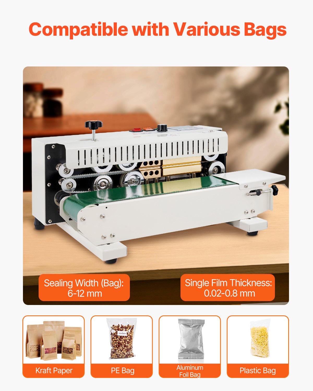 Continuous Bag Band Sealing Machine, 6-12 mm Seal Width, Horizontal Band Sealer Machine with Digital V952-WSLXFKJTBPQBL6VXIV3