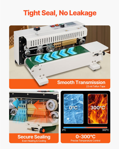 Continuous Bag Band Sealing Machine, 6-12 mm Seal Width, Horizontal Band Sealer Machine with Digital V952-WSLXFKJTBPQBL6VXIV3