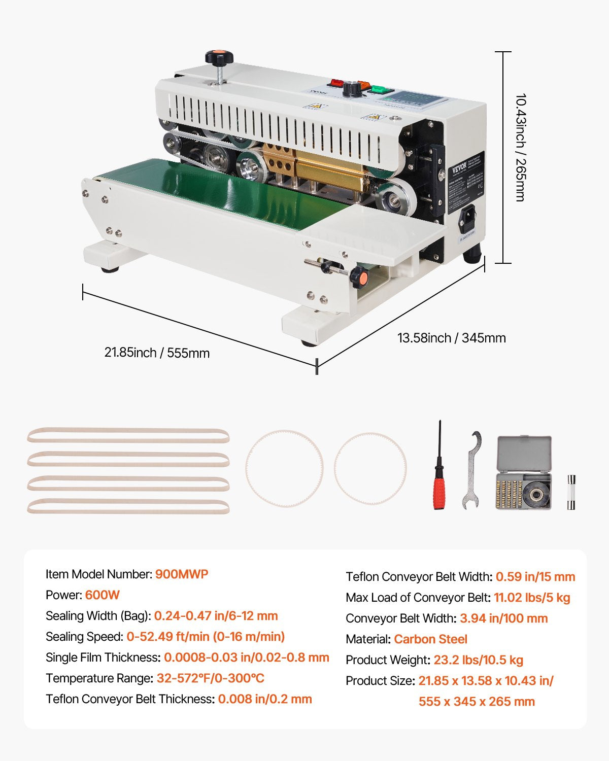 Continuous Bag Band Sealing Machine, 6-12 mm Seal Width, Horizontal Band Sealer Machine with Digital V952-WSLXFKJTBPQBL6VXIV3