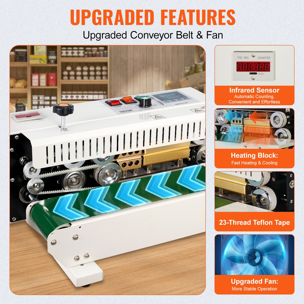 Continuous Bag Band Sealing Machine Horizontal Band Sealer Count Function V952-WSLXFKJTBPQDE7R69V3