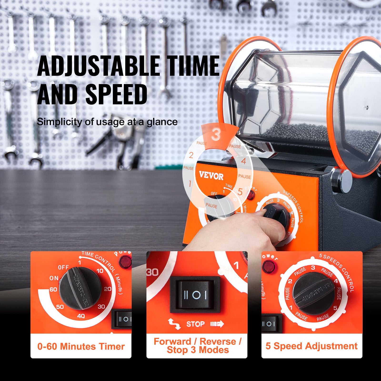 3kg Rotary Tumbler Surface Polisher Jewelry Polish Finish Machine Gem DIY V952-WSPGJCSSDK3KGRAXPV3