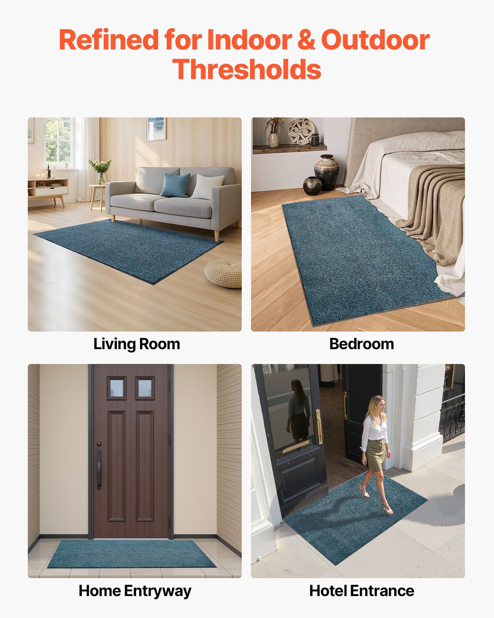 Front Door Mat, 1829 x 1219 mm Commercial Floor Mat for Indoor and Outdoor, Industrial Entrance Carpet with V952-WWLDT64FTLHS8N444001V0