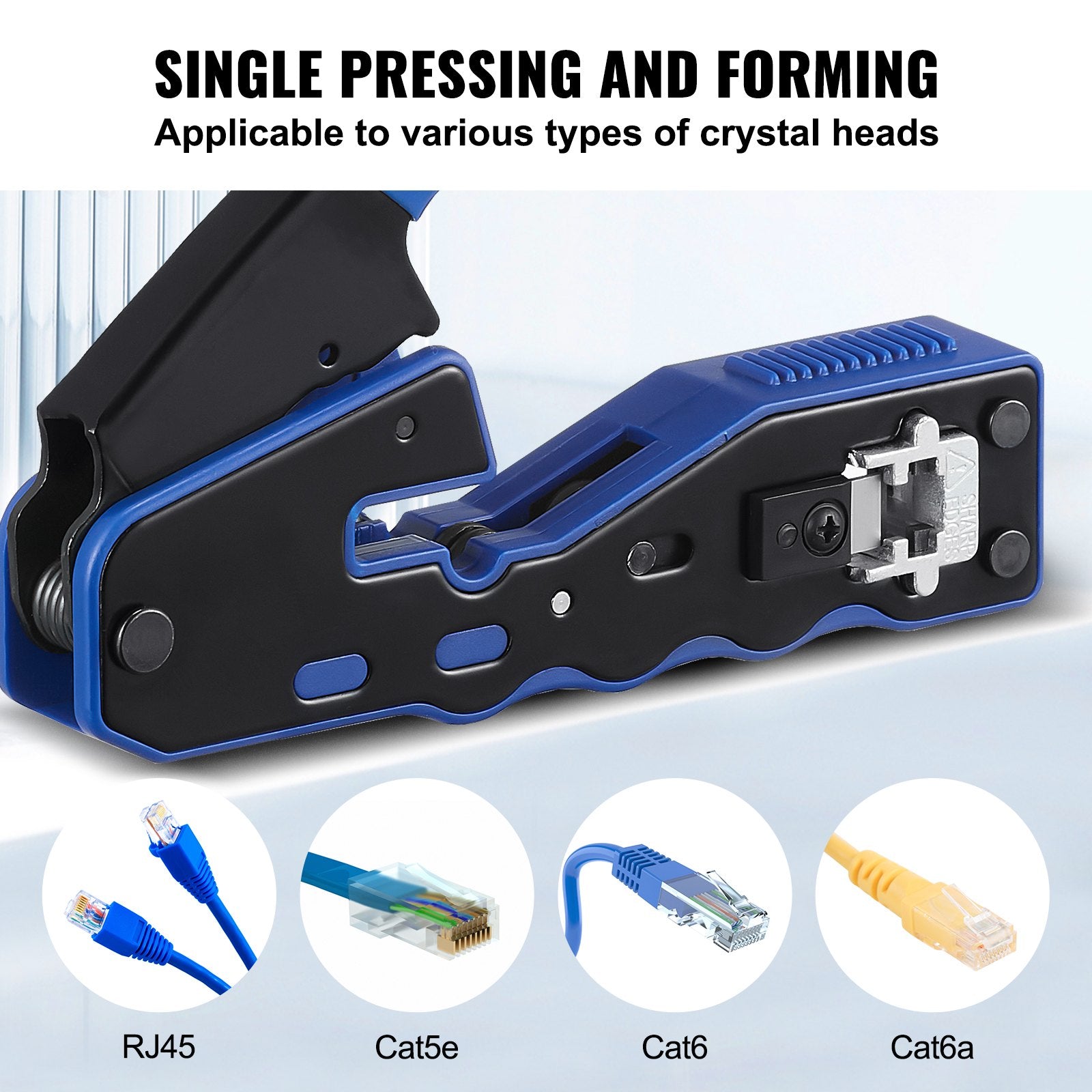 RJ45 Crimp Tool Kit, Cat5e/Cat6/Cat6a Ethernet Crimper Crimp Pliers for 8-Pin Modular Plugs with 20pcs V952-WXYJQWLSJDZ28GPF7V0