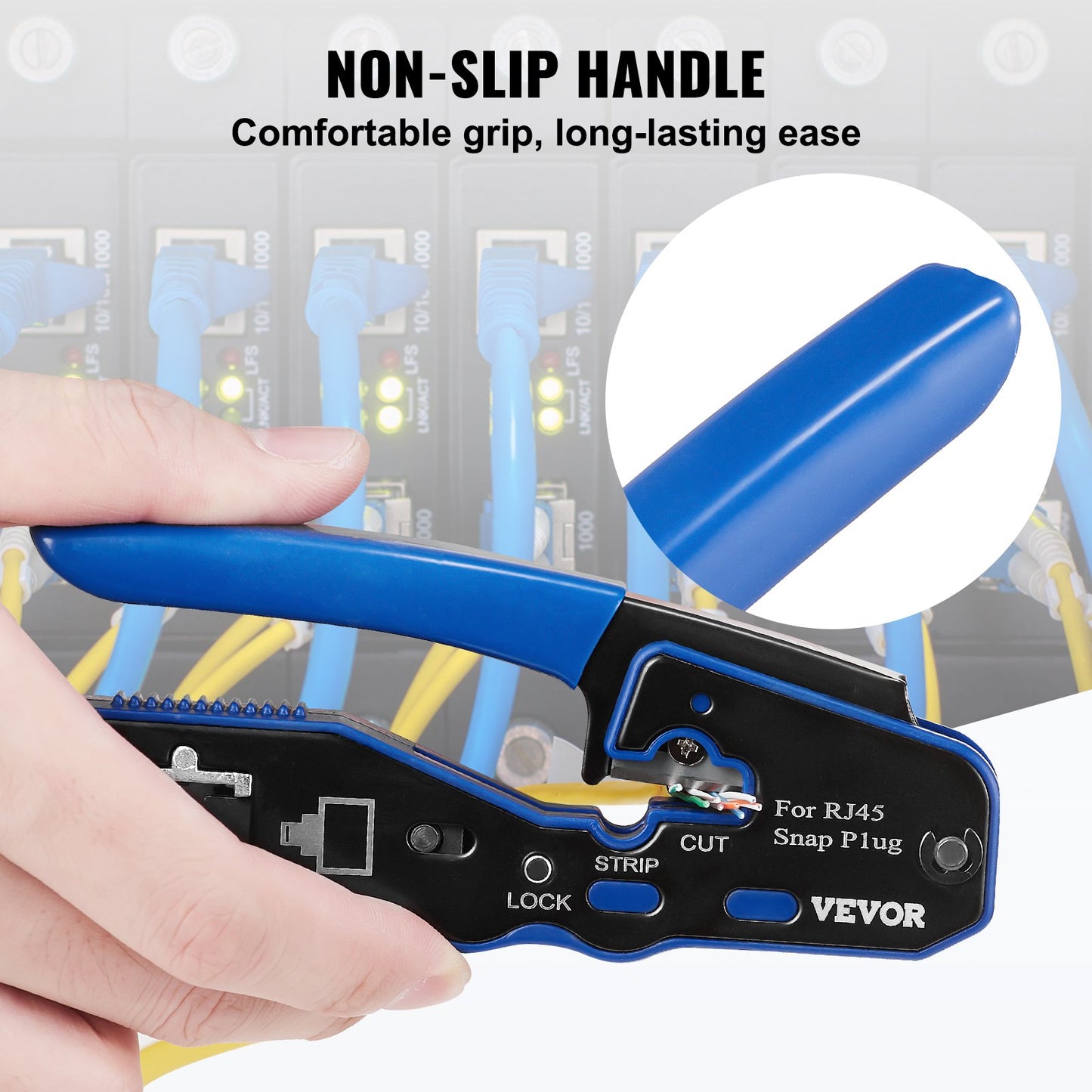 RJ45 Crimp Tool Kit, Cat5e/Cat6/Cat6a Ethernet Crimper Crimp Pliers for 8-Pin Modular Plugs with 20pcs V952-WXYJQWLSJDZ28GPF7V0