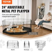 Dog Playpen, 8 Panels Foldable Metal Dog Exercise Pen with Bottom Pad, 24" H Pet Fence Puppy Crate Kennel V952-WXZZYDCWWLHS25D60V0