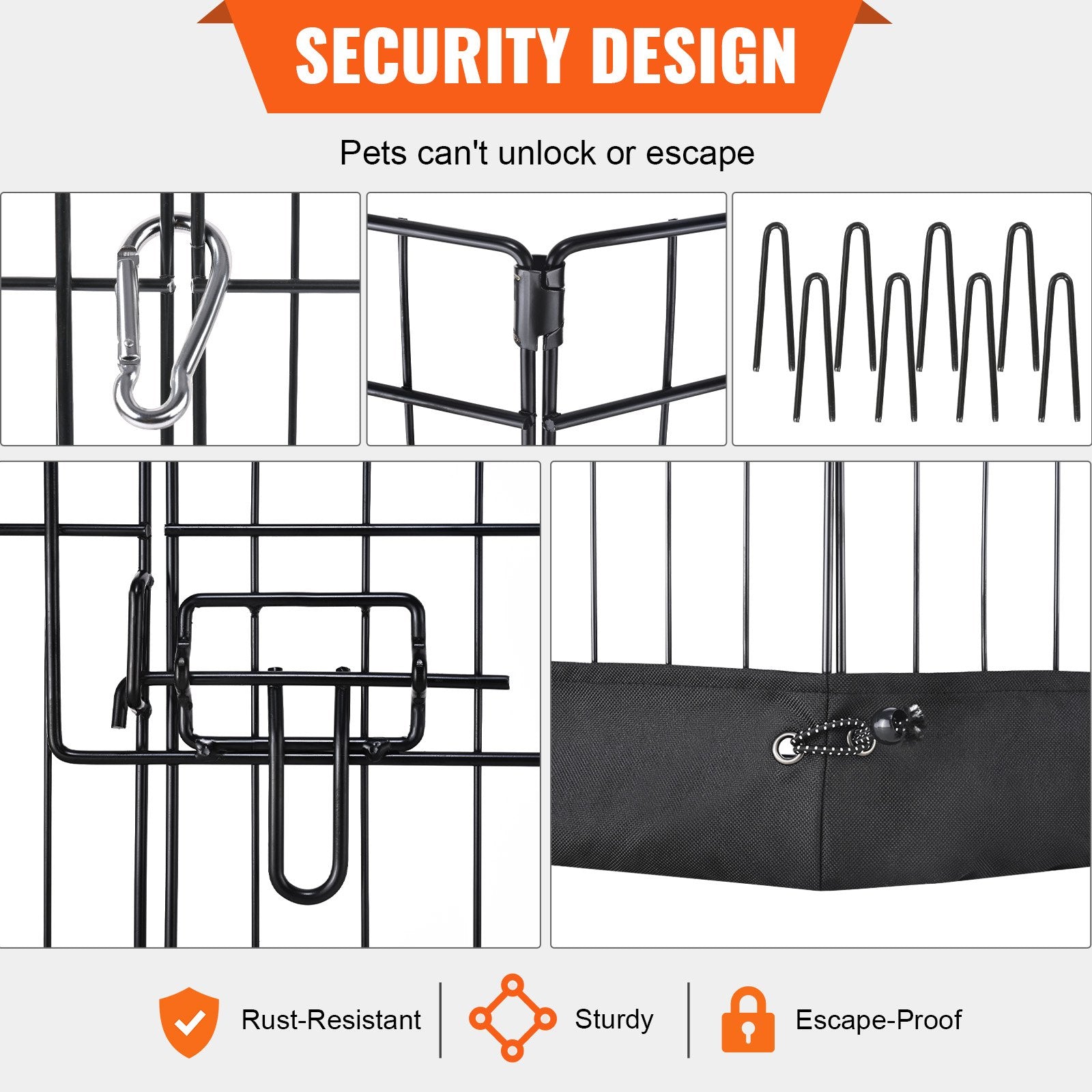 Dog Playpen, 8 Panels Foldable Metal Dog Exercise Pen with Bottom Pad, 24" H Pet Fence Puppy Crate Kennel V952-WXZZYDCWWLHS25D60V0