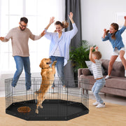 Dog Playpen, 8 Panels Foldable Metal Dog Exercise Pen with Bottom Pad, 24" H Pet Fence Puppy Crate Kennel V952-WXZZYDCWWLHS25D60V0
