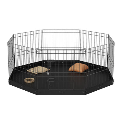 Dog Playpen, 8 Panels Foldable Metal Dog Exercise Pen with Bottom Pad, 24" H Pet Fence Puppy Crate Kennel V952-WXZZYDCWWLHS25D60V0