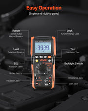 Digital Multimeter, 4000-Count TRMS Voltmeter Ohmmeter, 1000V AC/DC Voltage Tester with Switchable V952-WYB1000VACDCN4LJC001V9