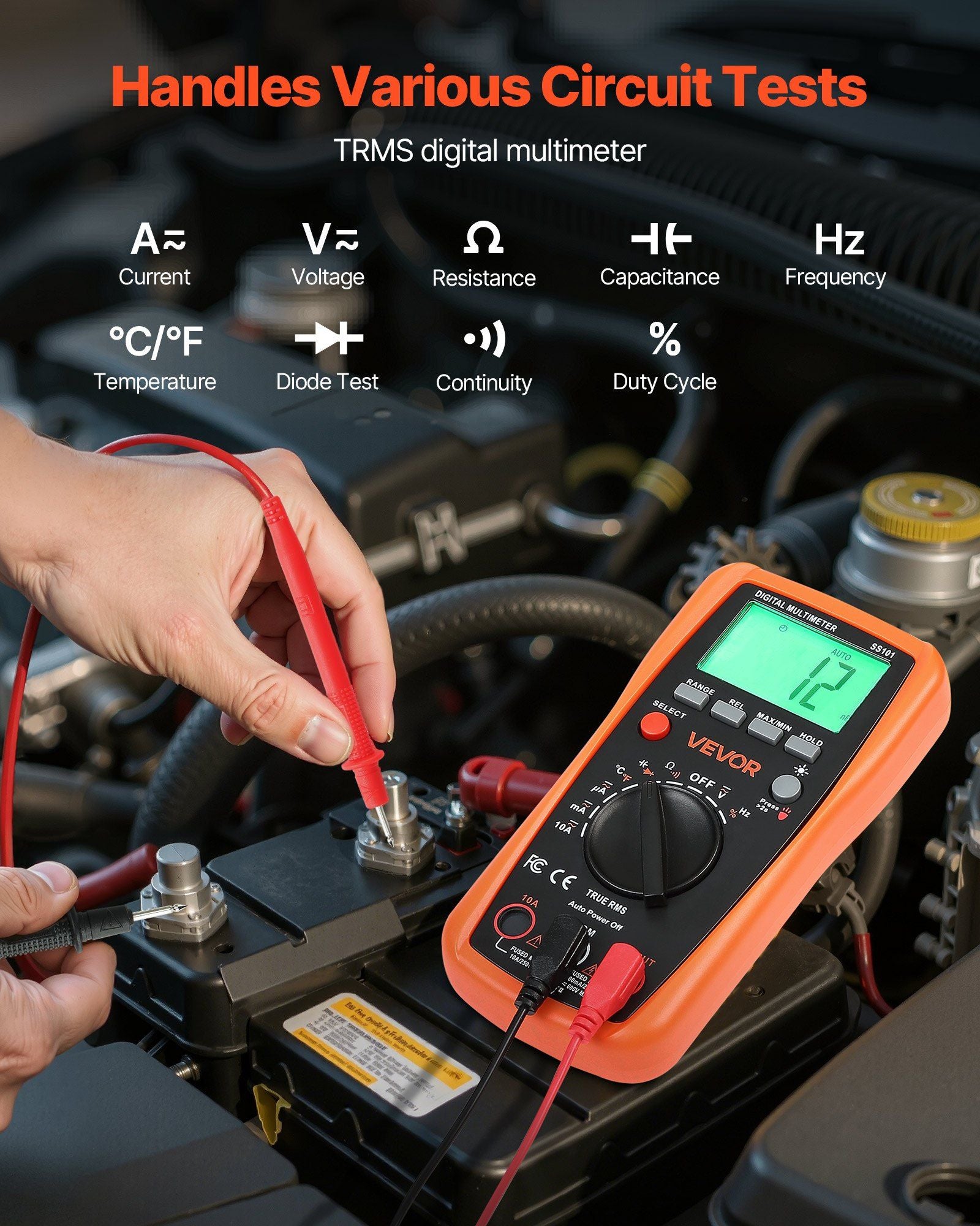 Digital Multimeter, 4000-Count TRMS DC/AC Voltmeter Current Tester, Auto-Ranging Multimeter for Current V952-WYB600VACDC1Y6XE0001V9