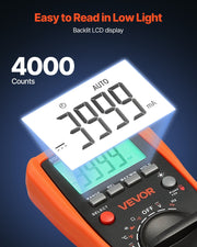 Digital Multimeter, 4000-Count TRMS DC/AC Voltmeter Current Tester, Auto-Ranging Multimeter for Current V952-WYB600VACDC1Y6XE0001V9