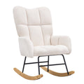 Nursery Rocking Chair, 250 lbs Weight Capacity Teddy Fabric Upholstered Glider Rocker Chair with Soft Seat V952-WYBBYKDYWQYWEQNVNV0
