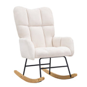 Nursery Rocking Chair, 250 lbs Weight Capacity Teddy Fabric Upholstered Glider Rocker Chair with Soft Seat V952-WYBBYKDYWQYWEQNVNV0