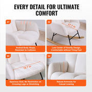 Nursery Rocking Chair, 250 lbs Weight Capacity Teddy Fabric Upholstered Glider Rocker Chair with Soft Seat V952-WYBBYKDYWQYWEQNVNV0