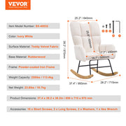 Nursery Rocking Chair, 250 lbs Weight Capacity Teddy Fabric Upholstered Glider Rocker Chair with Soft Seat V952-WYBBYKDYWQYWEQNVNV0
