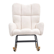 Nursery Rocking Chair, 250 lbs Weight Capacity Teddy Fabric Upholstered Glider Rocker Chair with Soft Seat V952-WYBBYKDYWQYWEQNVNV0