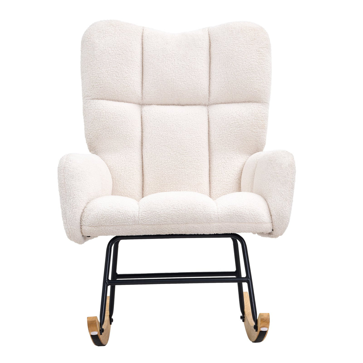 Nursery Rocking Chair, 250 lbs Weight Capacity Teddy Fabric Upholstered Glider Rocker Chair with Soft Seat V952-WYBBYKDYWQYWEQNVNV0