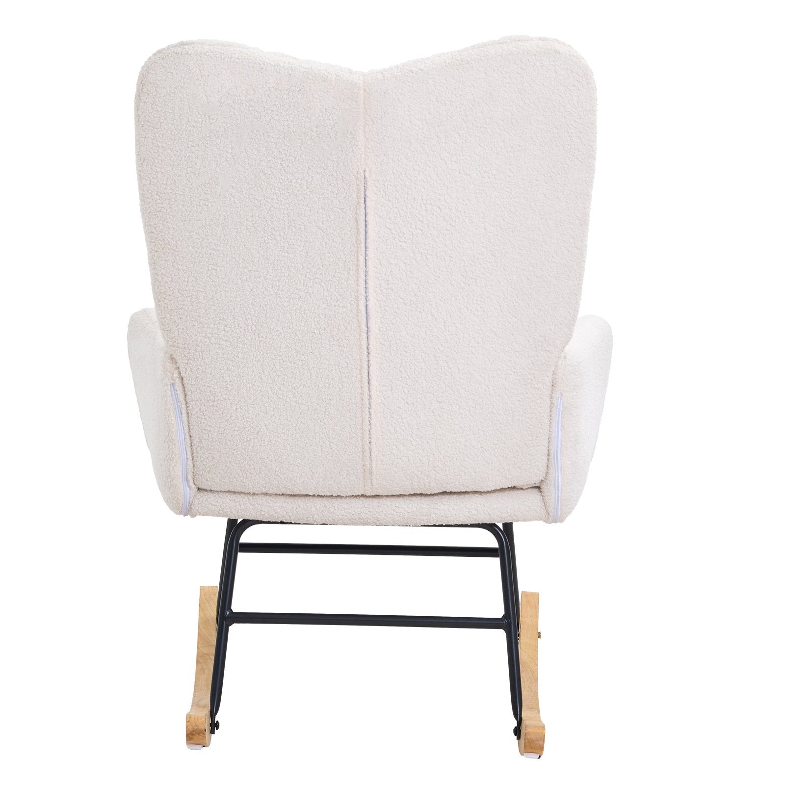 Nursery Rocking Chair, 250 lbs Weight Capacity Teddy Fabric Upholstered Glider Rocker Chair with Soft Seat V952-WYBBYKDYWQYWEQNVNV0