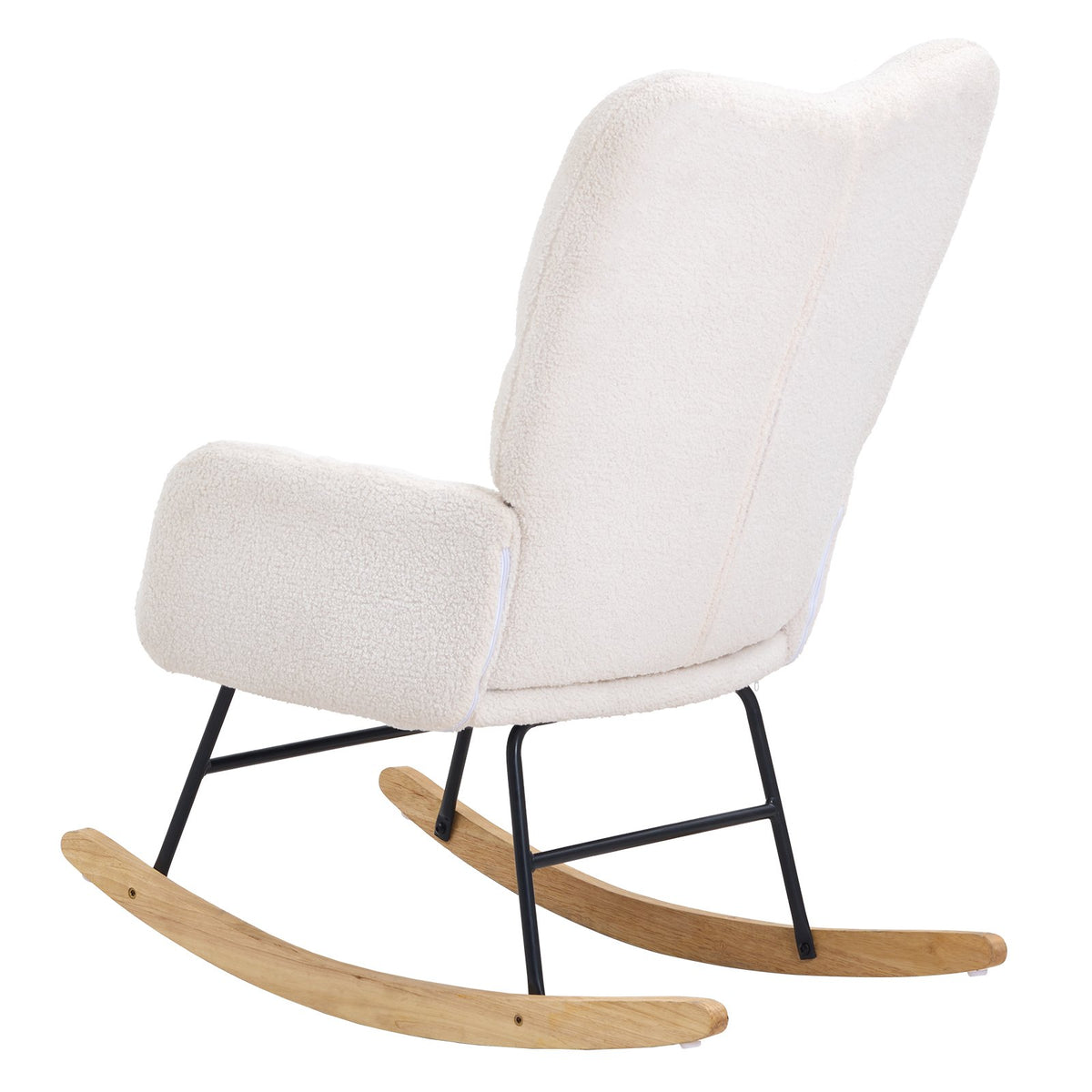 Nursery Rocking Chair, 250 lbs Weight Capacity Teddy Fabric Upholstered Glider Rocker Chair with Soft Seat V952-WYBBYKDYWQYWEQNVNV0