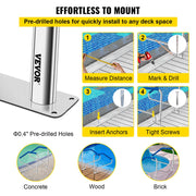 Swimming Pool Handrail Ladder Handrail Stainless Steel Rail w/ Base Plate V952-WYCYCBX449X344MSTV0