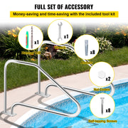 Swimming Pool Handrail Ladder Handrail Stainless Steel Rail w/ Base Plate V952-WYCYCBX449X344MSTV0