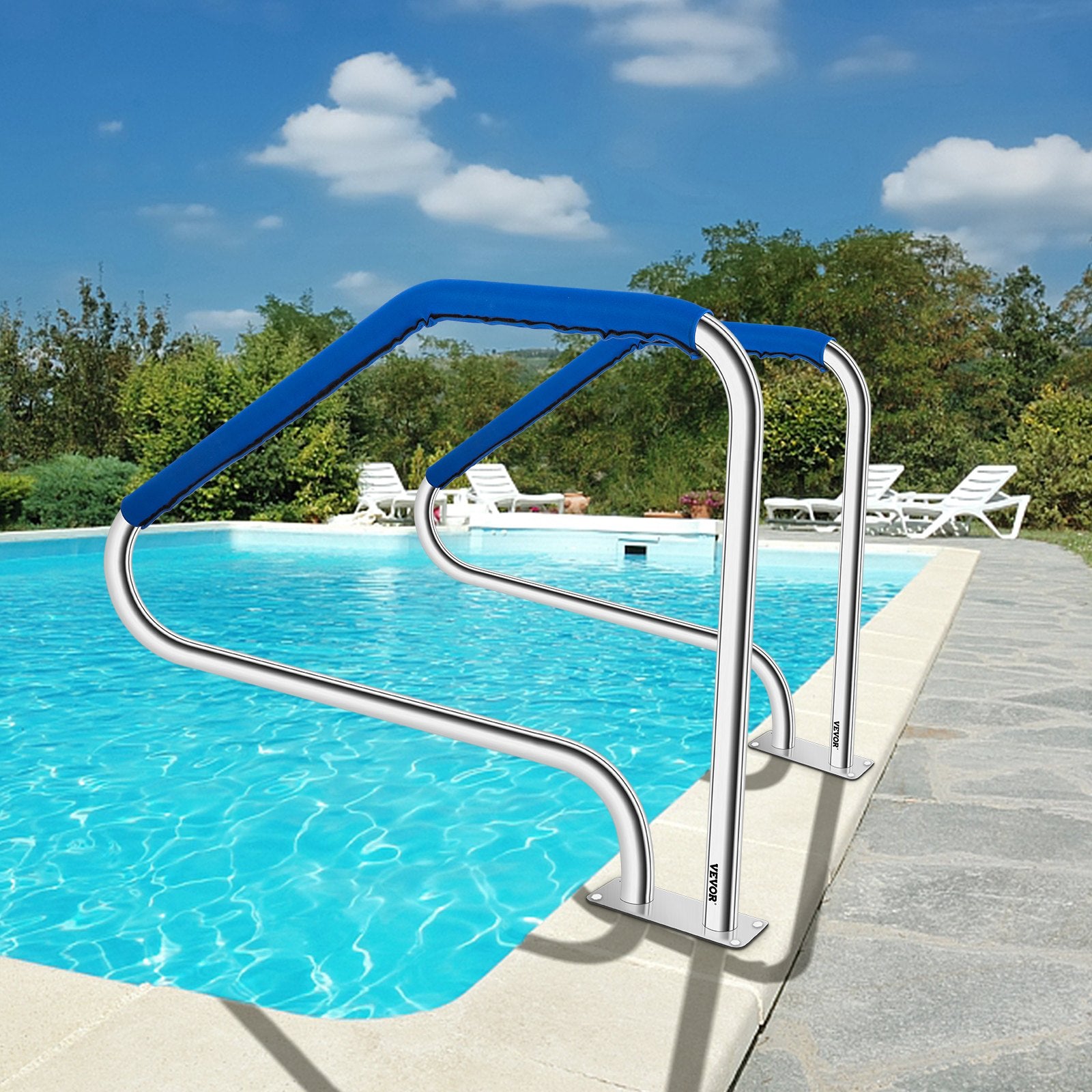 Swimming Pool Handrail Ladder Handrail Stainless Steel Rail w/ Base Plate V952-WYCYCBX449X344MSTV0