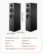 Floorstanding Speakers, 2-Way, Floor-Standing Tower Speakers with 25.4 mm Tweeter, Dual 165.1 mm Woofers, V952-WYLDSYSQ2GZ6KLL9J001V0