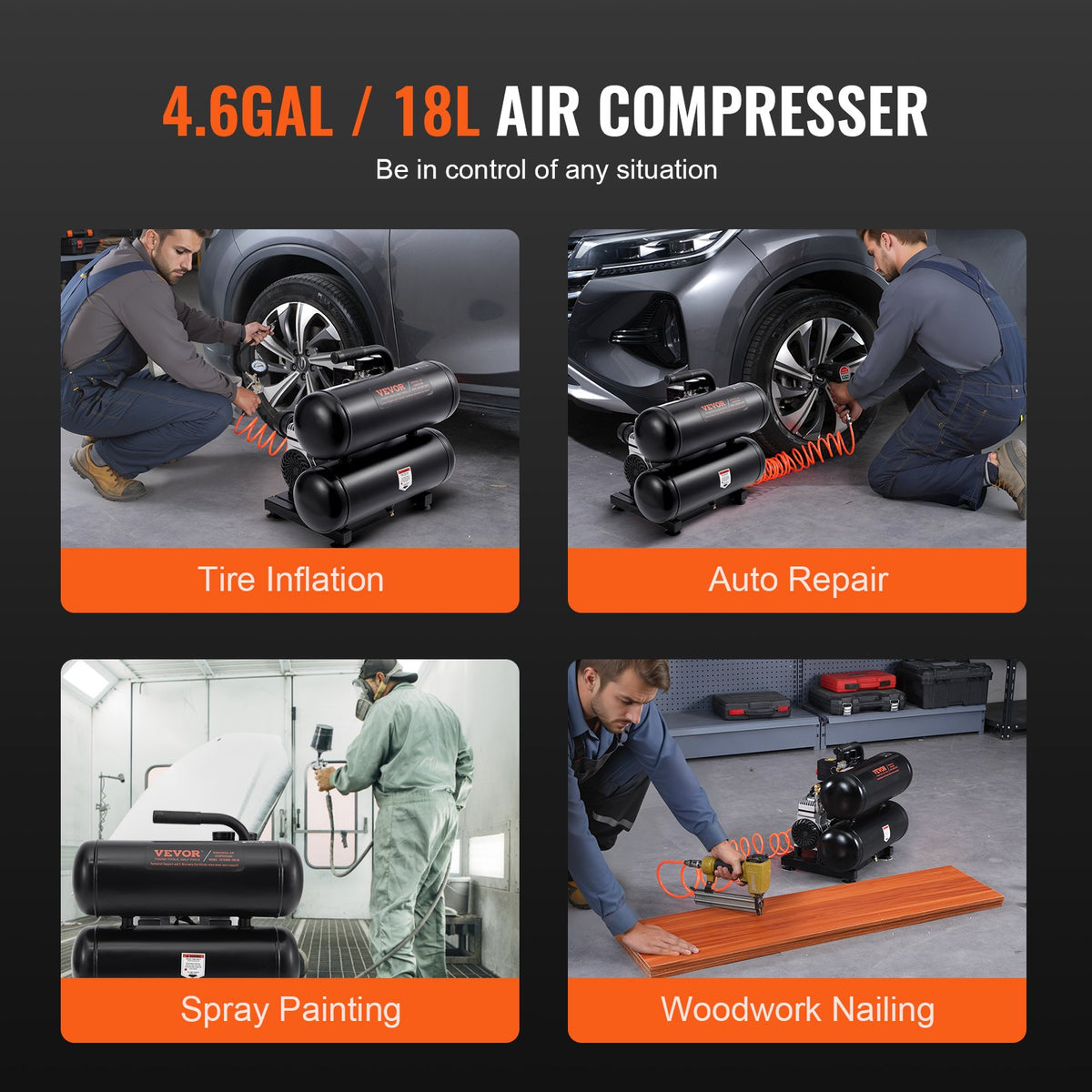 Air Compressor Compact Portable Oil Free Compressor 18L 90 PSI V952-WYWSKYJ18L75W70W9V3