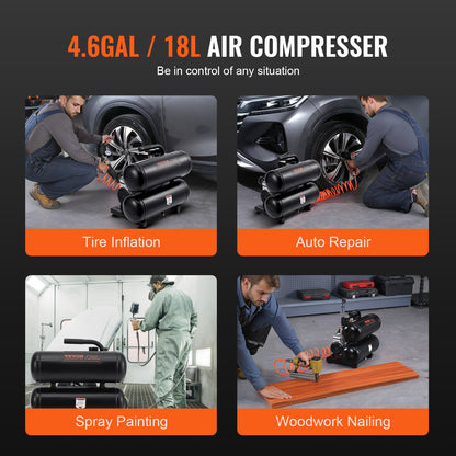 Air Compressor Compact Portable Oil Free Compressor 18L 90 PSI V952-WYWSKYJ18L75W70W9V3