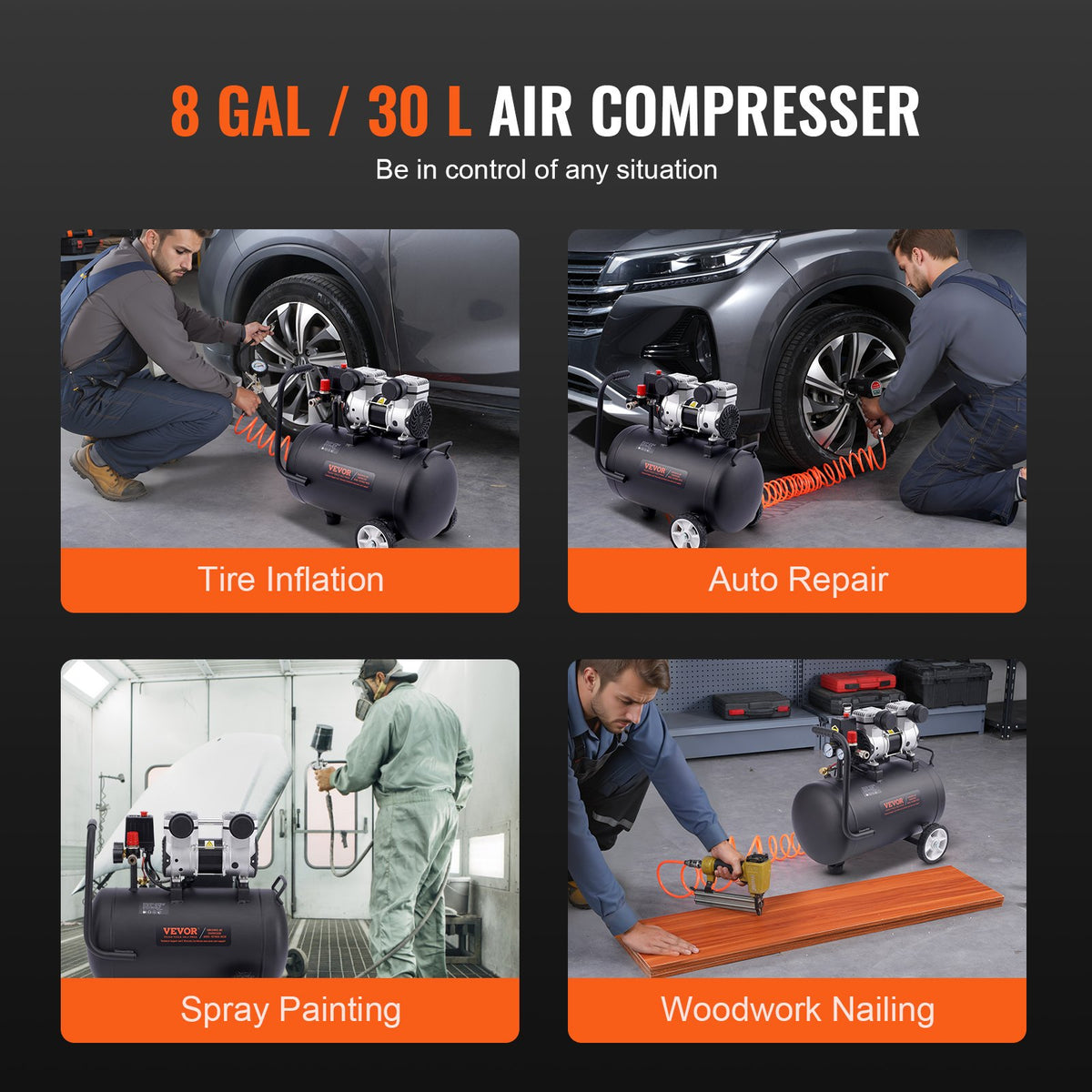 Air Compressor Compact Portable Oil Free Compressor 30L 90 PSI V952-WYWSKYJ30L75E7TAMV3