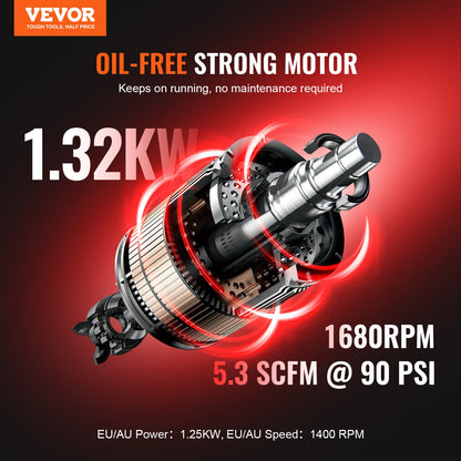Air Compressor Compact Portable Oil Free Compressor 40L 90 PSI V952-WYWSKYJ40L14358ANV3