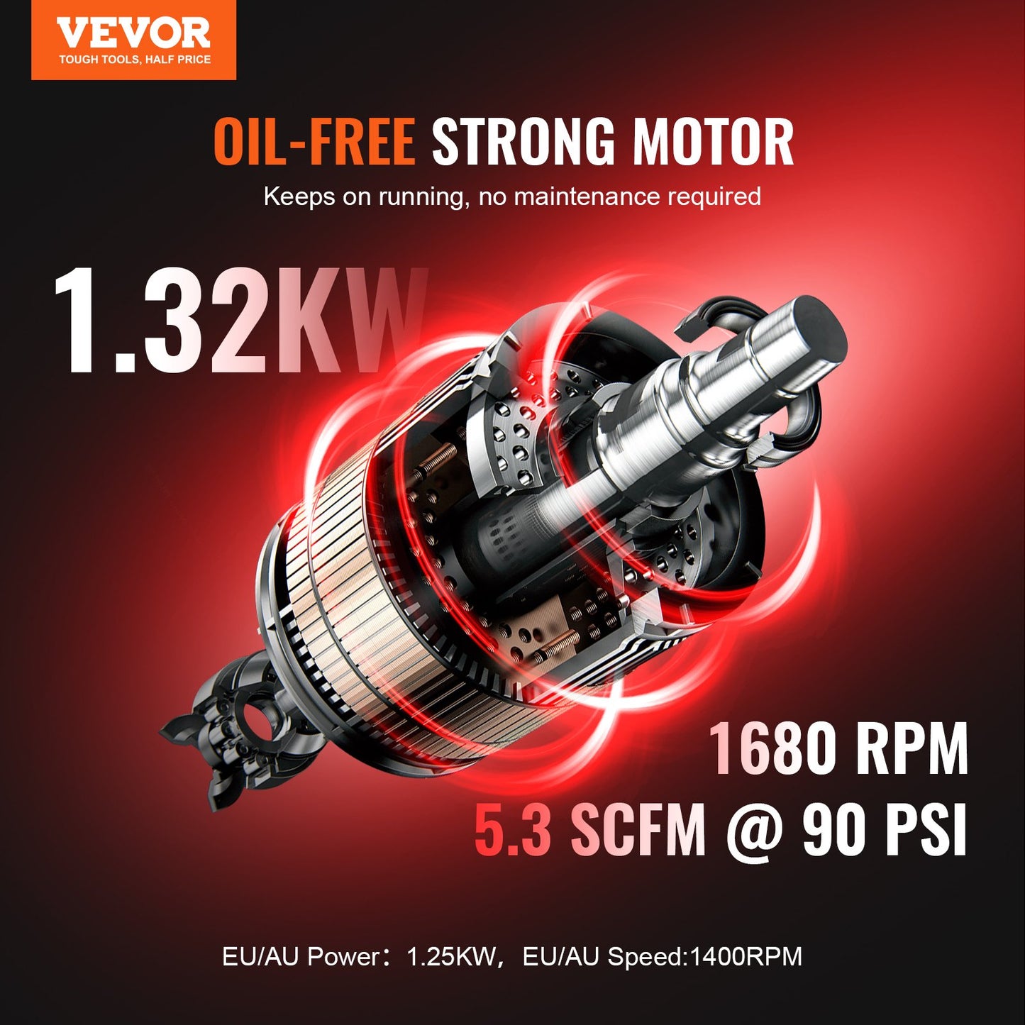Air Compressor Compact Portable Oil Free Compressor 60L 90 PSI V952-WYWSKYJ60L14J9EI6V3