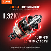 Air Compressor Compact Portable Oil Free Compressor 60L 90 PSI V952-WYWSKYJ60L14J9EI6V3