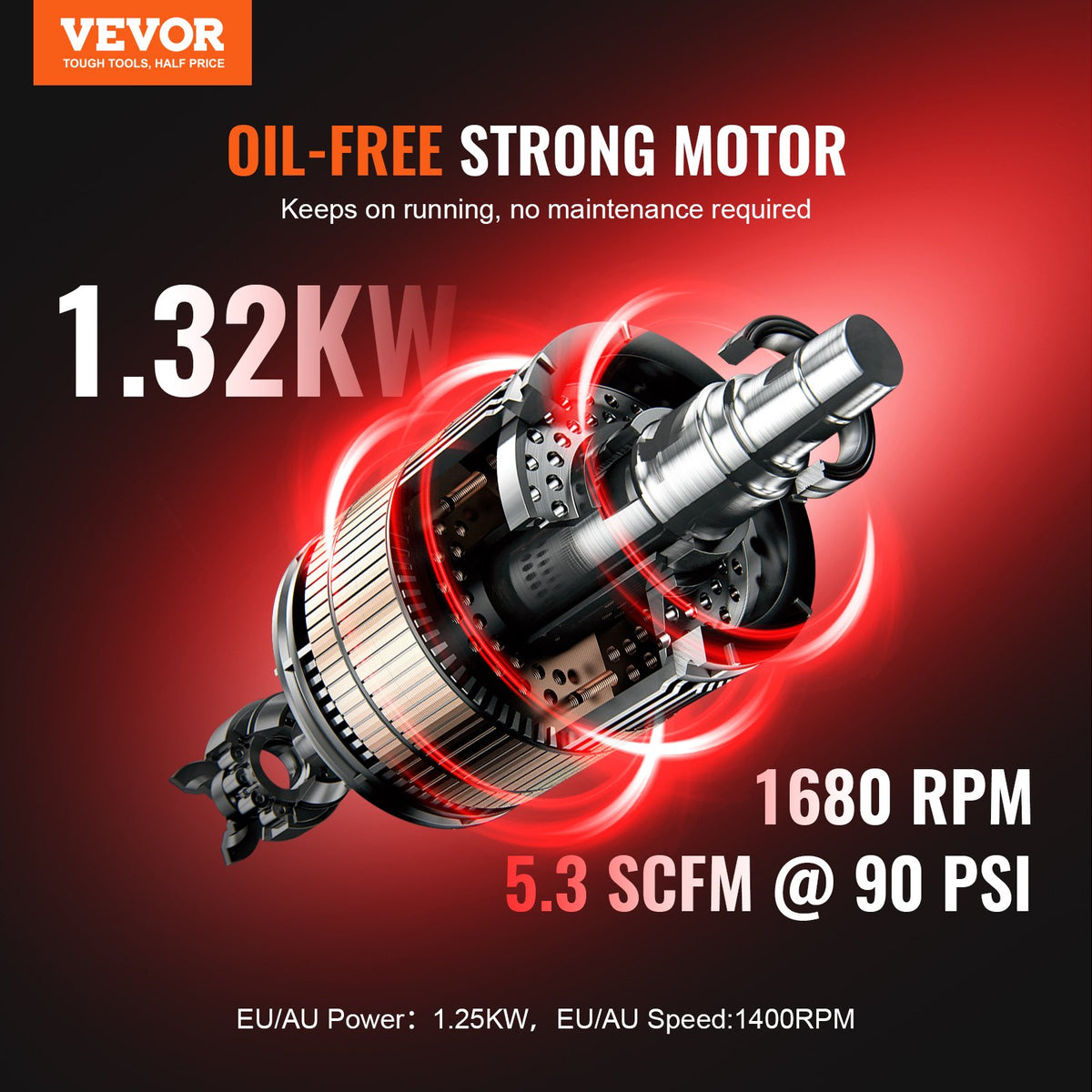 Air Compressor Compact Portable Oil Free Compressor 60L 90 PSI V952-WYWSKYJ60L14J9EI6V3