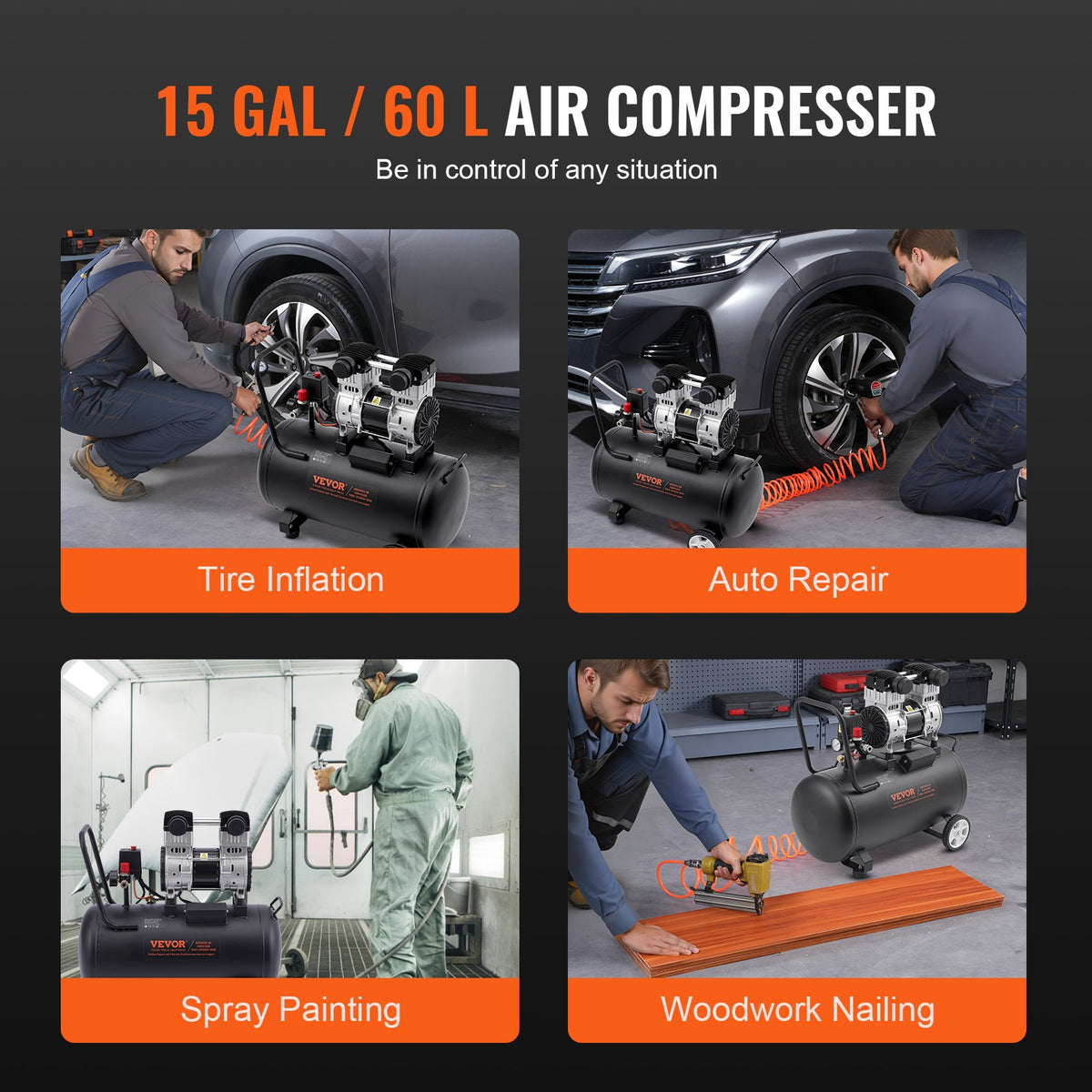 Air Compressor Compact Portable Oil Free Compressor 60L 90 PSI V952-WYWSKYJ60L14J9EI6V3