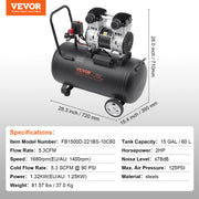 Air Compressor Compact Portable Oil Free Compressor 60L 90 PSI V952-WYWSKYJ60L14J9EI6V3