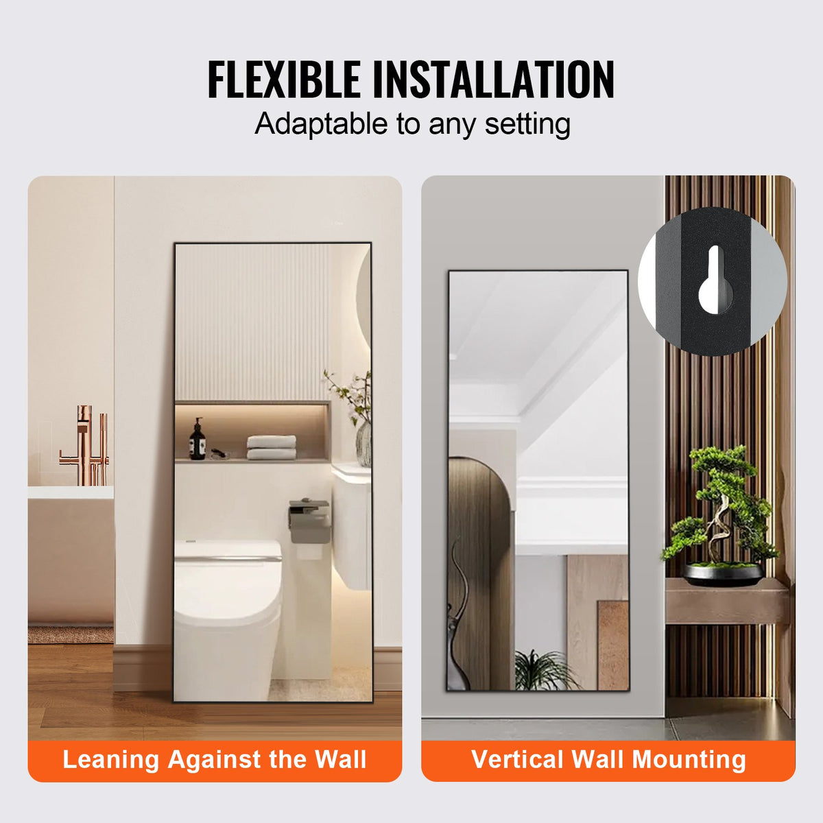 Full Length Mirror, 1800x785 mm, Extra Large Standing Hanging or Leaning Rectangle Floor Mirror with Tempered V952-WZJFXLDJ71YC7E8I7V0