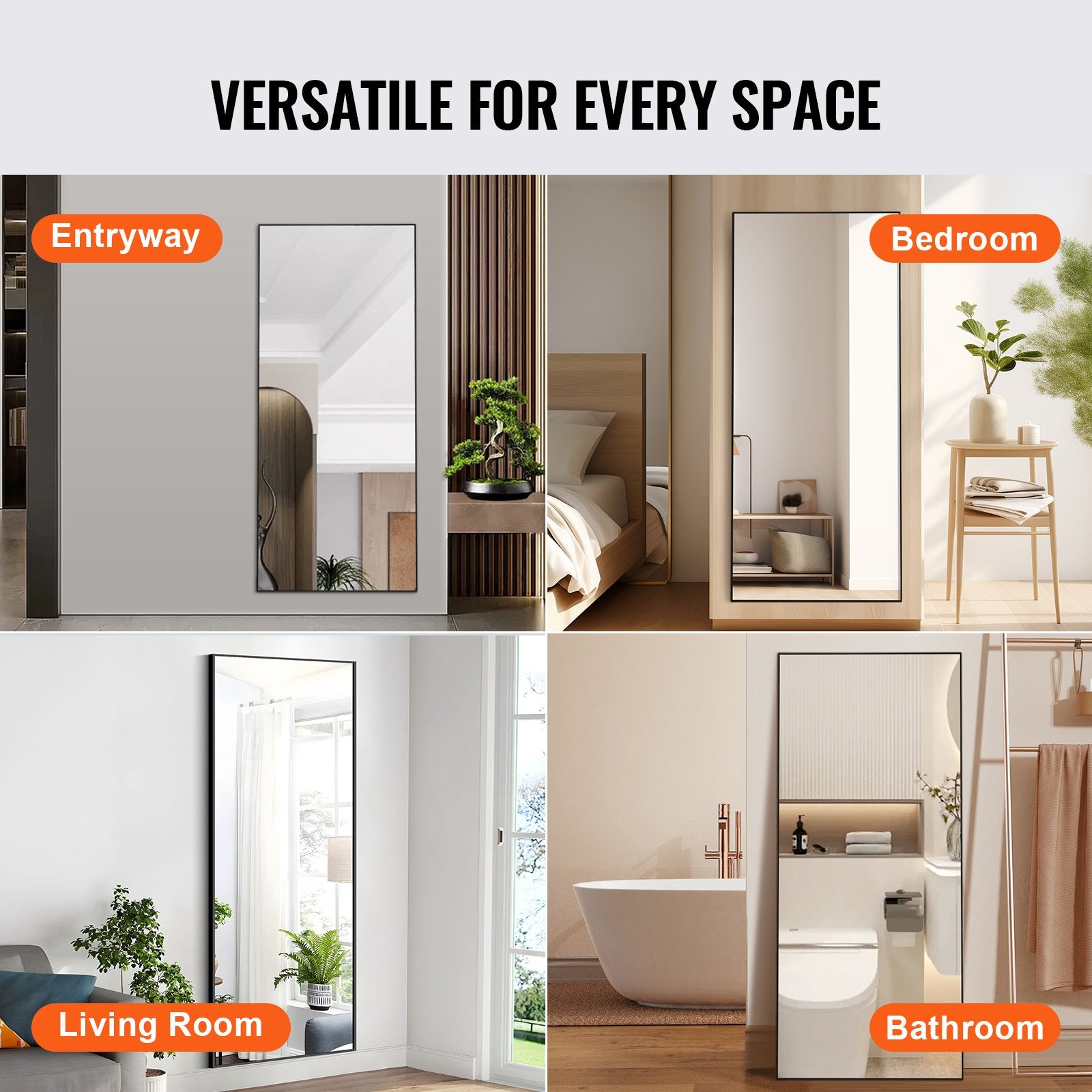 Full Length Mirror, 1800x785 mm, Extra Large Standing Hanging or Leaning Rectangle Floor Mirror with Tempered V952-WZJFXLDJ71YC7E8I7V0