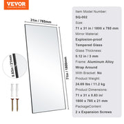 Full Length Mirror, 1800x785 mm, Extra Large Standing Hanging or Leaning Rectangle Floor Mirror with Tempered V952-WZJFXLDJ71YC7E8I7V0