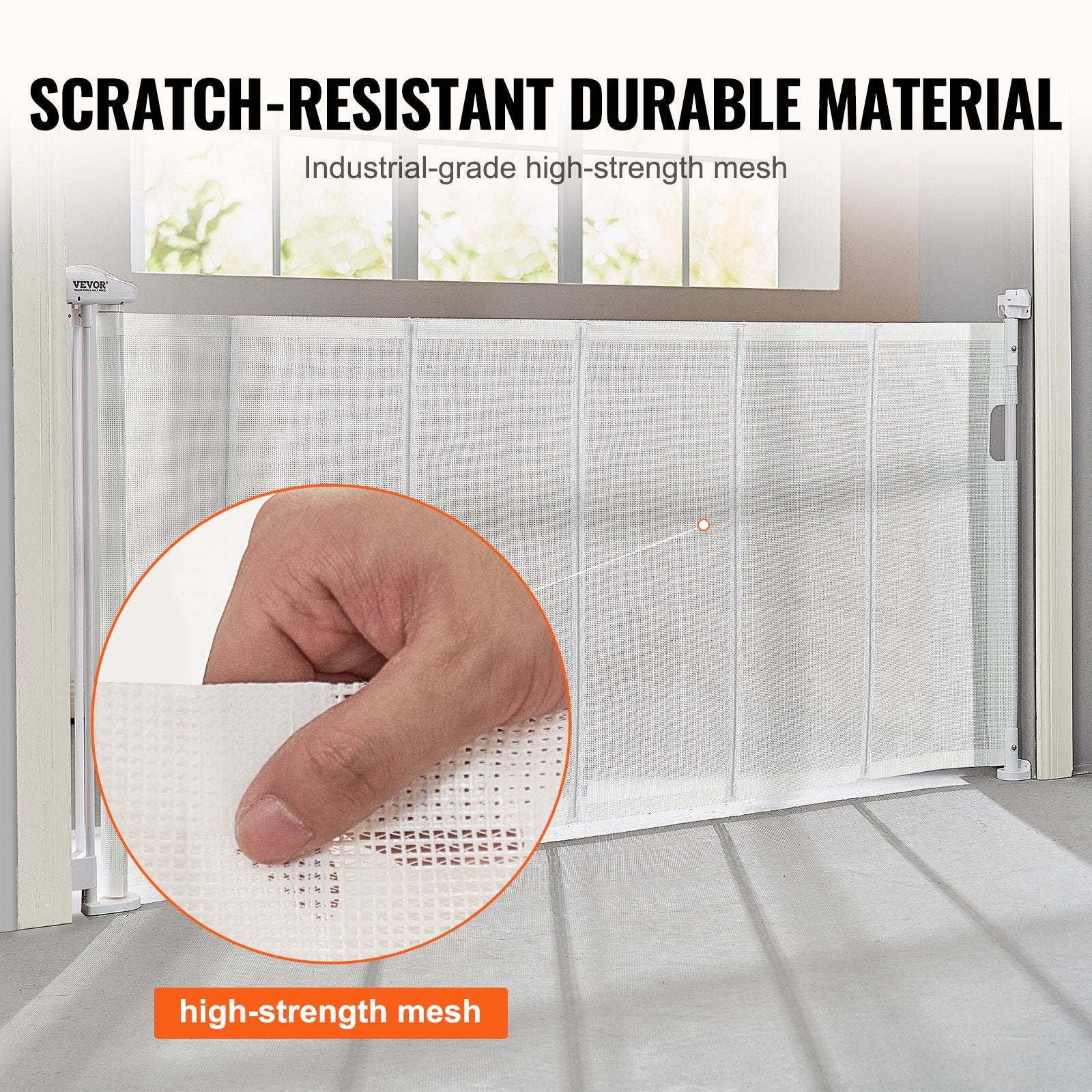 Retractable Baby Gate, 34.2" Tall Mesh Baby Gate, Extends up to 76.8" Wide Retractable Gate for Kids or Pets, V952-WZSSMBS71INC5QCB1V0