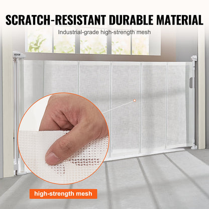 Retractable Baby Gate, 34.2" Tall Mesh Baby Gate, Extends up to 76.8" Wide Retractable Gate for Kids or Pets, V952-WZSSMBS71INC5QCB1V0