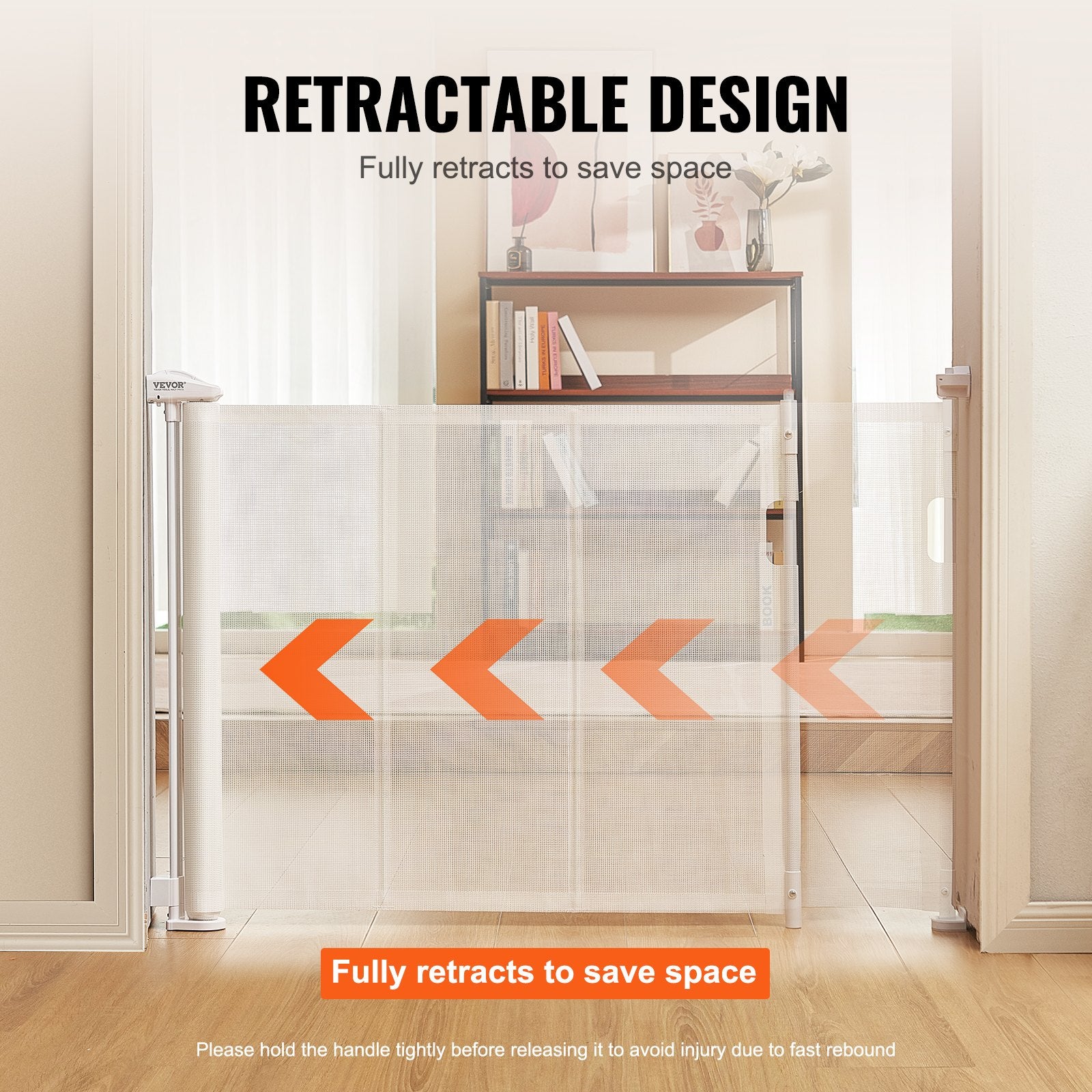 Retractable Baby Gate, 34.2" Tall Mesh Baby Gate, Extends up to 76.8" Wide Retractable Gate for Kids or Pets, V952-WZSSMBS71INC5QCB1V0