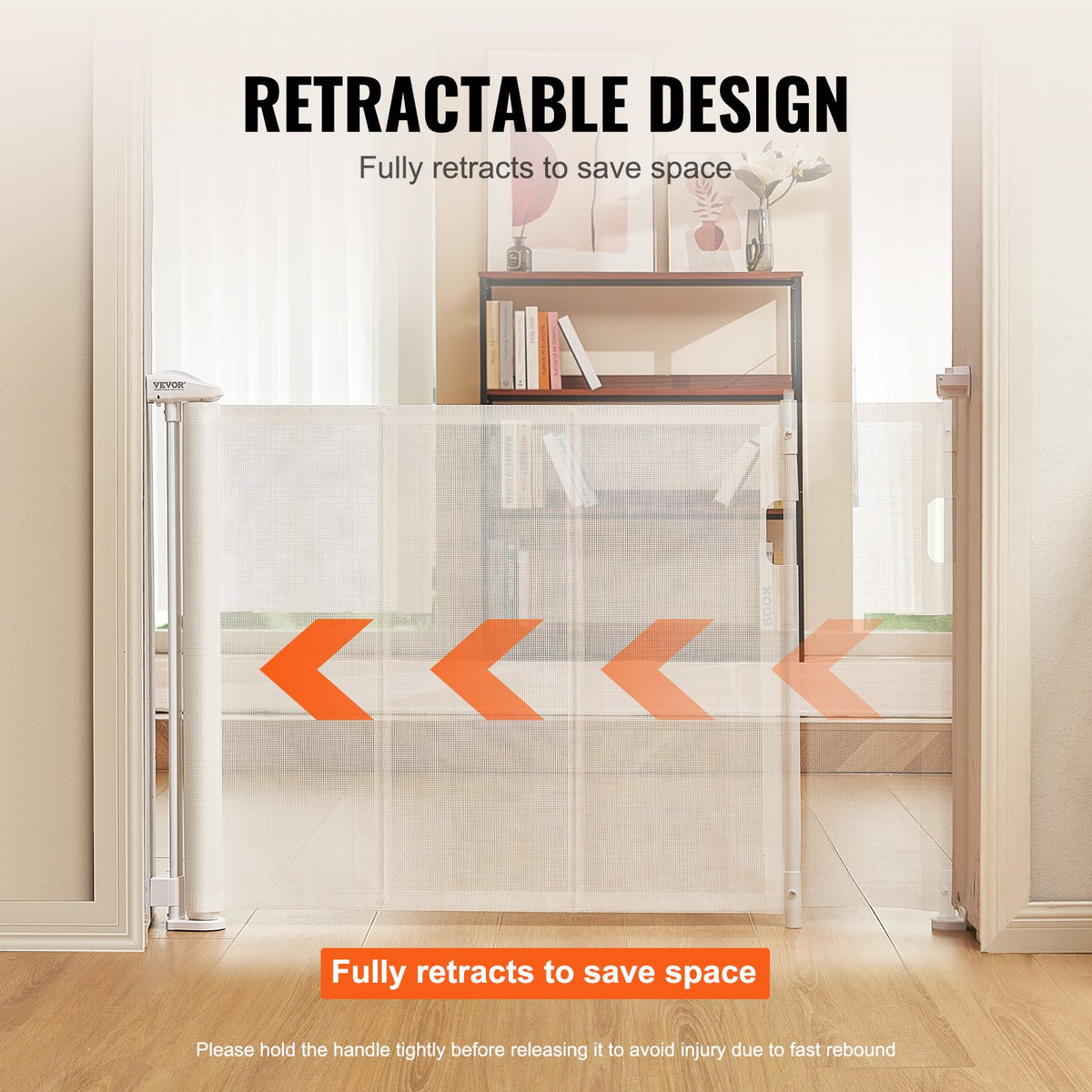 Retractable Baby Gate, 34.2" Tall Mesh Baby Gate, Extends up to 76.8" Wide Retractable Gate for Kids or Pets, V952-WZSSMBS71INC5QCB1V0