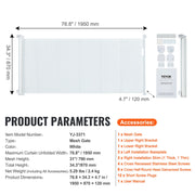 Retractable Baby Gate, 34.2" Tall Mesh Baby Gate, Extends up to 76.8" Wide Retractable Gate for Kids or Pets, V952-WZSSMBS71INC5QCB1V0